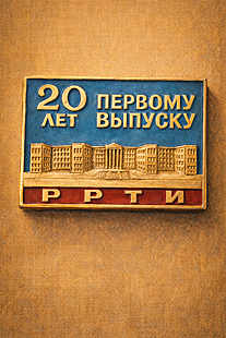 Badge Commemorating the 20th Anniversary of the First Graduation of the Ryazan Radio Engineering Institute, 1977